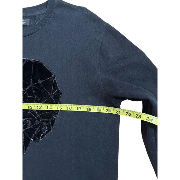 Zara Women Black Sweatshirt Skull Long Sleeves Cotton Size Large - Picture 7 of 8